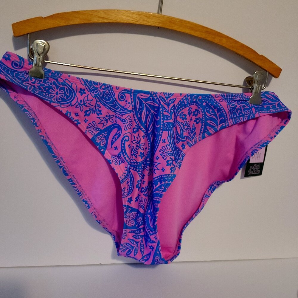 WILD FABLE WOMEN'S PAISLEY PRINT LOW-RISE CHEEKY HIGH LEG BIKINI BOTTOM XL(16)